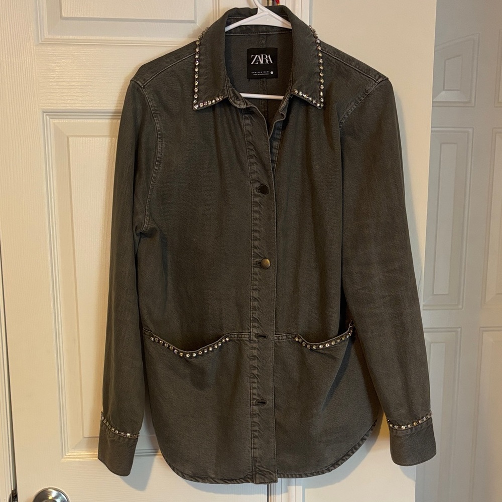 Zara Women's Utility Jacket with Studded Accents